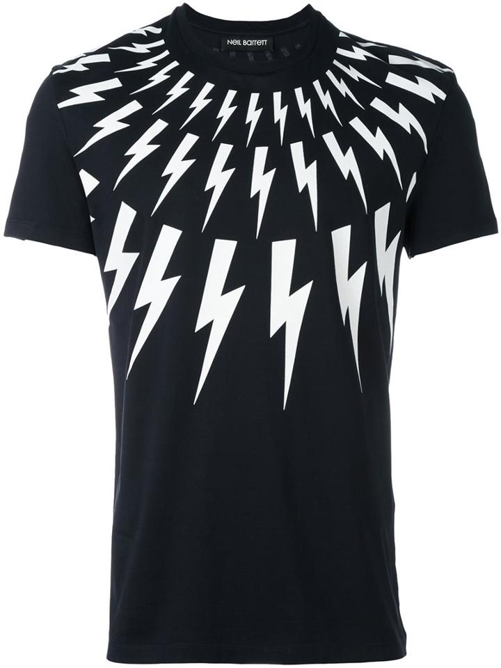 Neil Barrett 'thunder' T-shirt, Men's, Size: Large, Black, Cotton