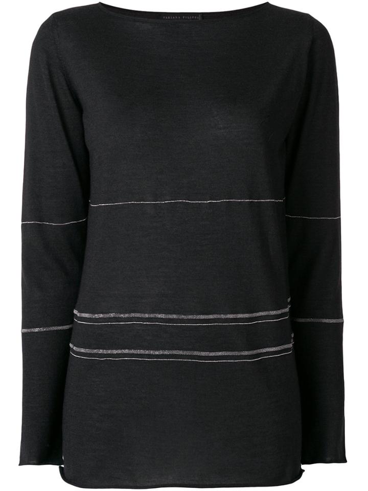 Fabiana Filippi Contrast Stitch Jersey Top - Grey