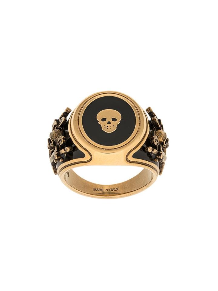 Alexander Mcqueen Skull Signet Ring - Black