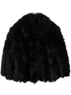 Red Valentino Furry Cropped Jacket - Black