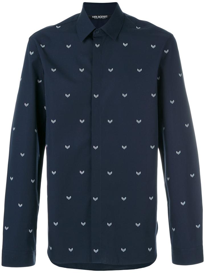 Neil Barrett - Arrow Print Shirt - Men - Cotton - 42, Blue, Cotton