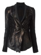 10sei0otto Metallic Bronze-tone Fitted Jacket, Women's, Size: 44, Black, Cork/spandex/elastane/calf Hair