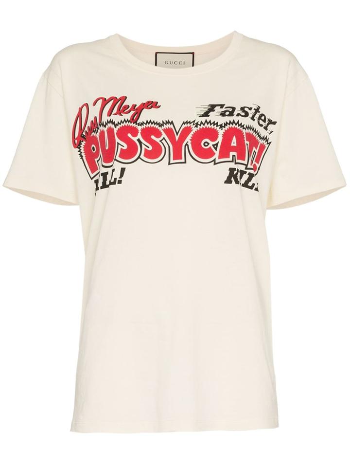 Gucci Pussycat Print Cotton T-shirt - White