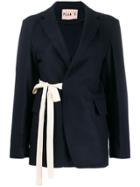 Plan C Double-breasted Tied Blazer - Blue