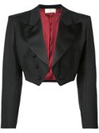 Sara Battaglia Cropped Tuxedo Jacket - Black
