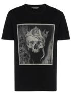 Alexander Mcqueen Crowned Skull Cotton T Shirt - Black