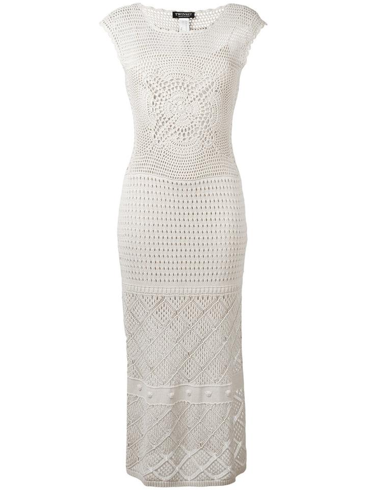 Twin-set Perforated Detail Dress, Women's, Size: Xs, Nude/neutrals, Cotton