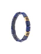 Nialaya Jewelry Cz Lapis Lazuli Flat Bead Bracelet - Blue