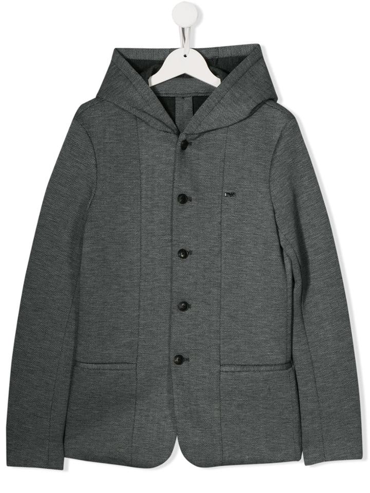 Emporio Armani Kids Teen Hooded Fitted Jacket - Blue