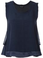Twin-set - Frilled Sleeve Top - Women - Linen/flax/acetate/viscose - 44, Blue, Linen/flax/acetate/viscose