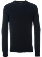 Roberto Collina Ribbed Knit Jumper, Men's, Size: 50, Blue, Cotton