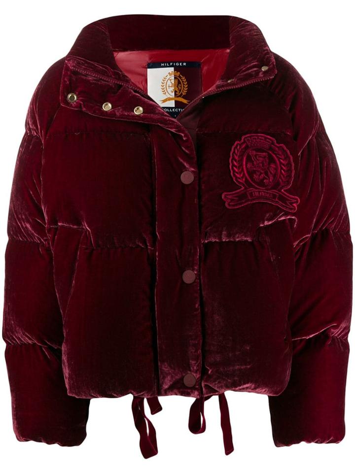 Hilfiger Collection Velvet Puffer Jacket - Red