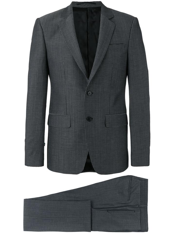 Givenchy Houndstooth Pattern Suit, Men's, Size: 50, Grey, Cotton/wool/cupro/cotton