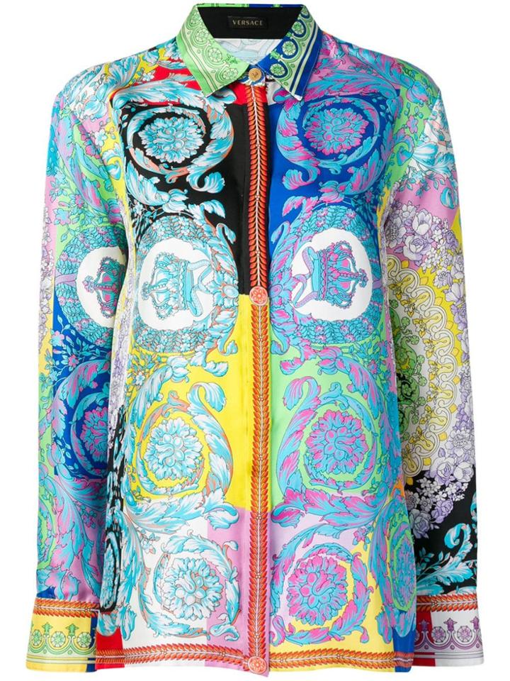 Versace Technicolor Baroque Print Shirt - Blue
