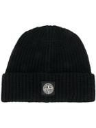 Stone Island Logo Badge Beanie - Black