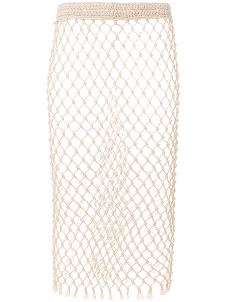 Jil Sander Woven Net Pencil Skirt - Nude & Neutrals