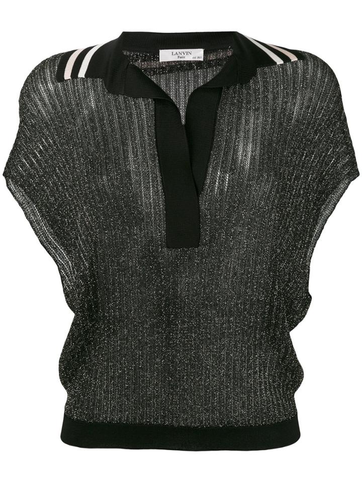 Lanvin Short Sleeve Knitted Blouse - Black