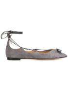 Salvatore Ferragamo Claire Ballerinas, Women's, Size: 7.5, Grey, Calf Suede/leather