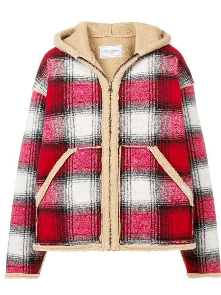 Forte Dei Marmi Couture Shearling Check Jacket - Red