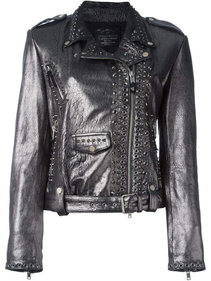 Htc Hollywood Trading Company Eyelet Embellished Biker Jacket