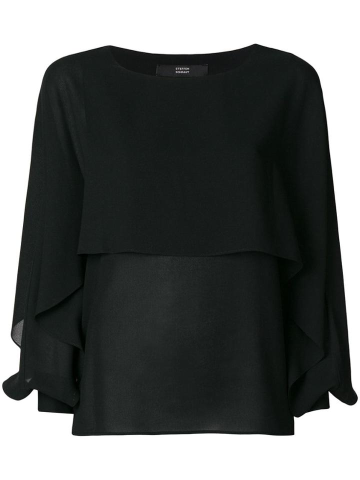 Steffen Schraut Cuff Detail Tiered Top - Black