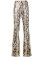 Msgm Snake Effect Bootcut Trousers - Nude & Neutrals