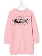 Moschino Kids Teen Logo Print Sweatshirt Dress - Pink & Purple