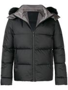 Fendi Fox Fur Trimmed Hood Padded Jacket - Black