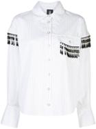 Victoria Hayes Striped Bead-embellished Shirt - White