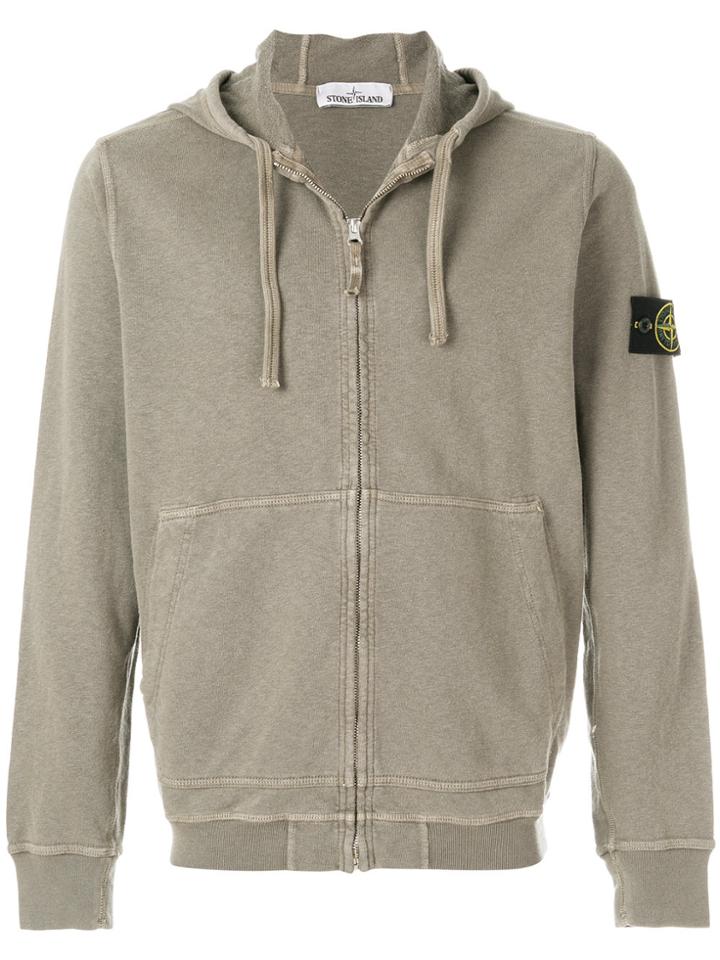 Stone Island Zip-up Hooded Sweatshirt - Grey