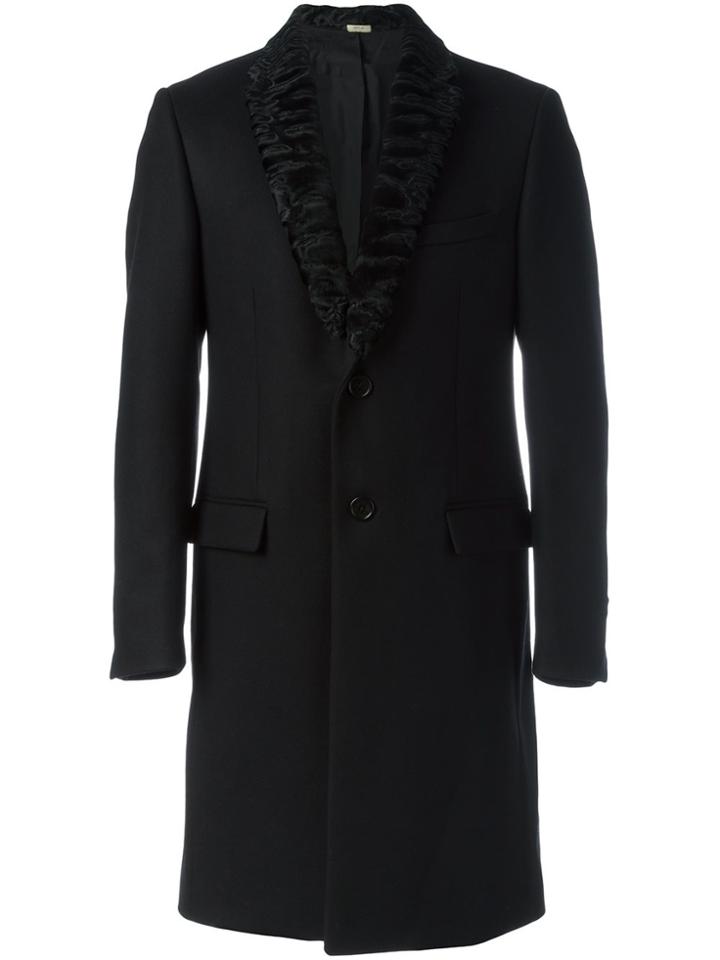 Fendi Lamb Fur Lapel Coat - Black