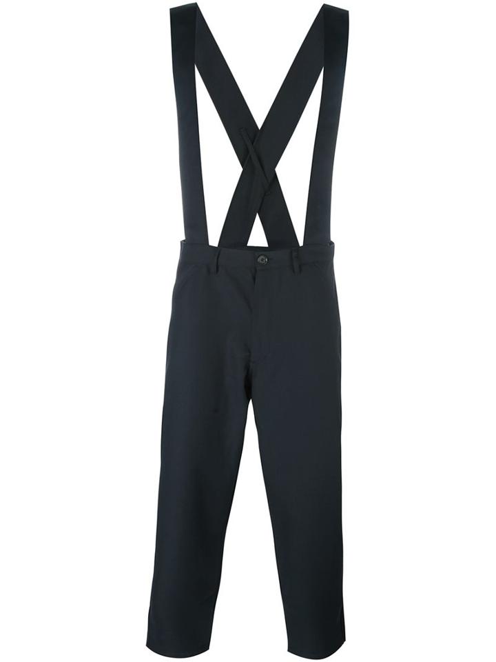 Comme Des Garçons Shirt Boy Cropped Salopette, Size: Small, Blue, Polyester/wool