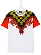 Young Versace Teen Printed Neckline T-shirt - White
