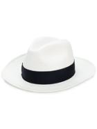 Borsalino Contrasting Band Trilby Hat - White