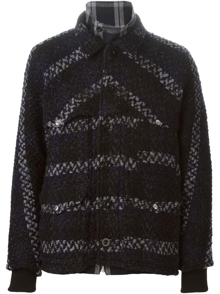 Sacai Reversible Woven Jacket, Men's, Size: 3, Black, Cotton/acrylic/wool
