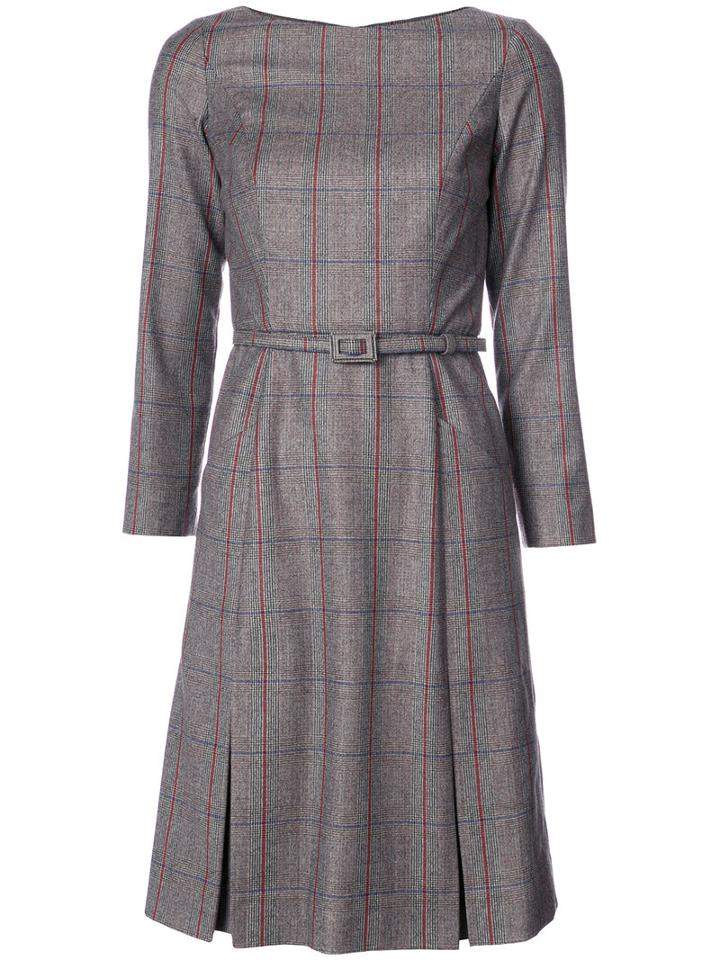 Carolina Herrera - Tartan Structured Skater Dress - Women - Silk/wool - 4, Grey, Silk/wool