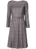 Carolina Herrera - Tartan Structured Skater Dress - Women - Silk/wool - 4, Grey, Silk/wool