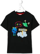 Fendi Kids Fendi Monster Print T-shirt, Boy's, Size: 10 Yrs, Black