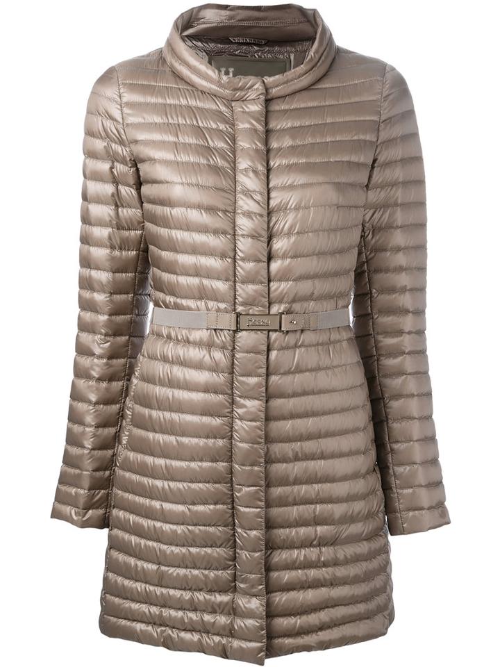 Herno Belted Padded Jacket, Women's, Size: 42, Brown, Feather Down/polyamide