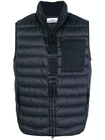 Stone Island Zip-up Down Gilet - Blue