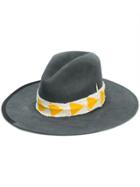 Nick Fouquet Wide Brim Yellow And Gold Ribbon Hat - Grey