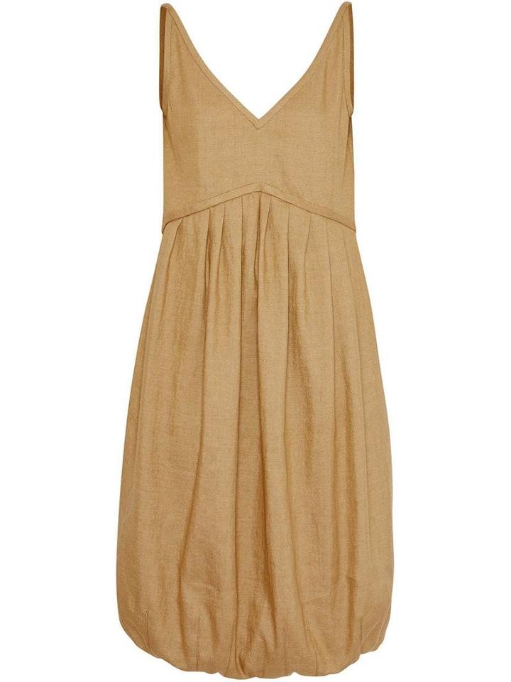 Burberry Linen Blend Bubble Hem Dress - Honey