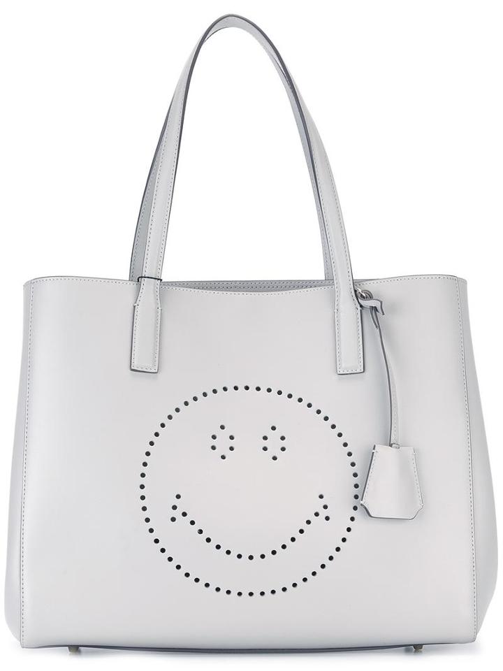 Anya Hindmarch 'ebury Smiley' Tote, Women's, Grey, Calf Leather