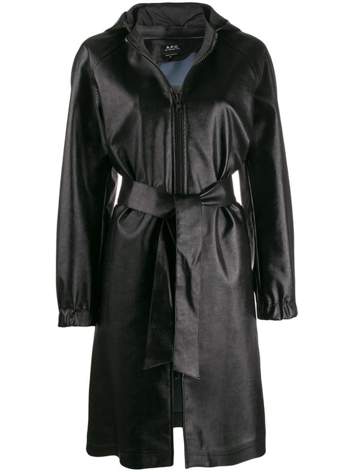 A.p.c. Hooded Trench Coat - Black