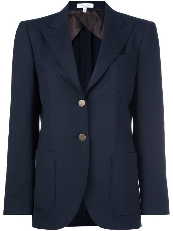 Boglioli Two Button Blazer, Women's, Size: 44, Blue, Polyester/spandex/elastane/cupro/virgin Wool