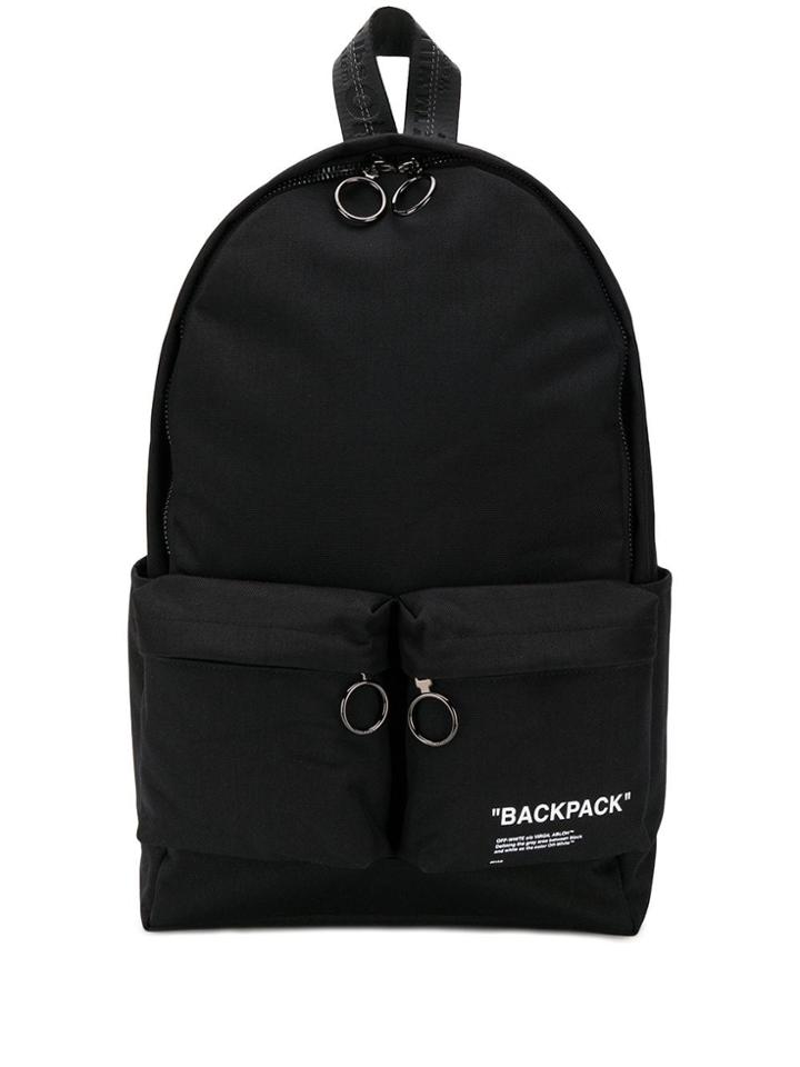 Off-white Front Pockets Backpack - Black
