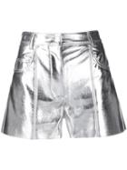 Msgm High Waisted Shorts - Silver