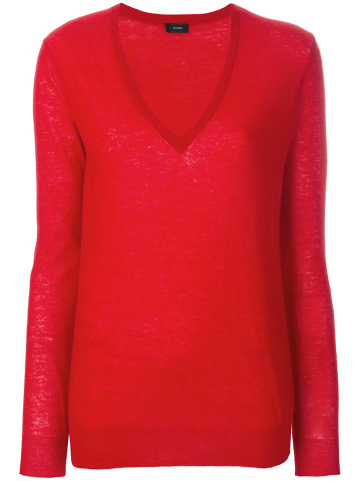 Joseph V-neck Knitted Top - Red