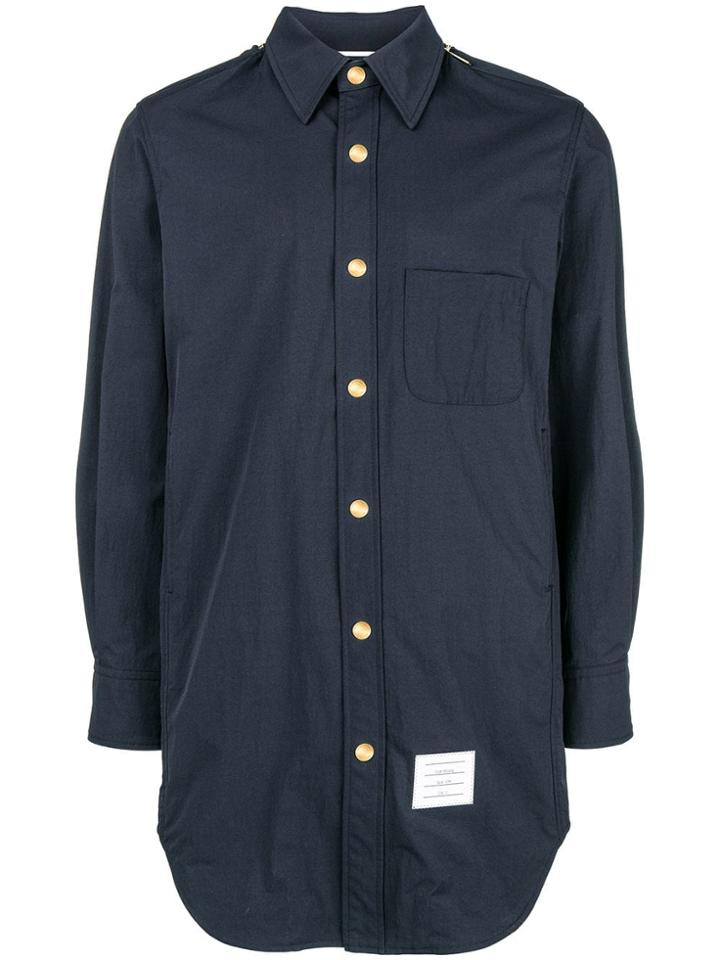 Thom Browne Solid Nylon Shirt Jacket - Blue