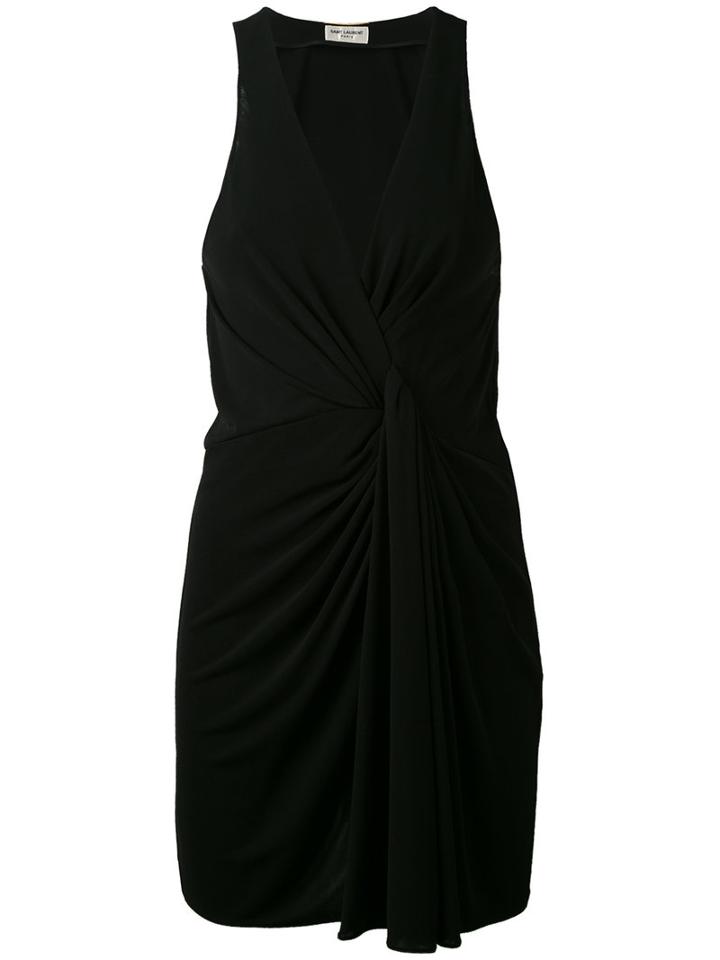 Saint Laurent - Ruched Waist Dress - Women - Silk/viscose - 36, Black, Silk/viscose
